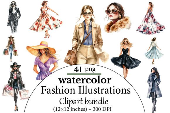 Download Watercolor Fashion Illustrations - Premium Resources