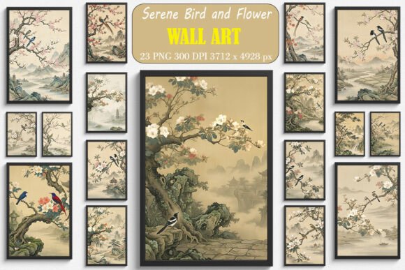 Download Serene Bird and Flower Wall Arts - Serene Collection