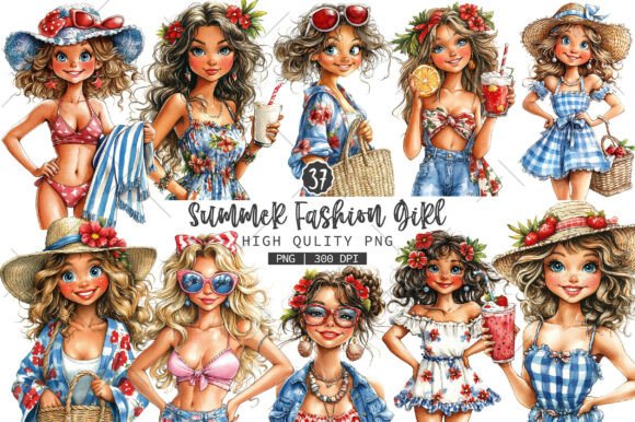 Download Summer Fashion Girl PNG Clipart Bundle - Premium Bundle
