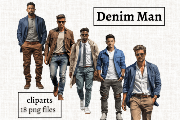 Download Casual Man Clipart Bundle, Denim Man - Casual Collection